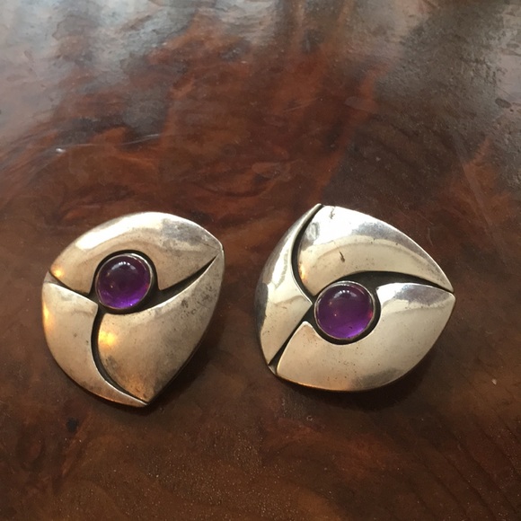Jewelry - Large Sterling Silver And Amethyst Earrings🌺